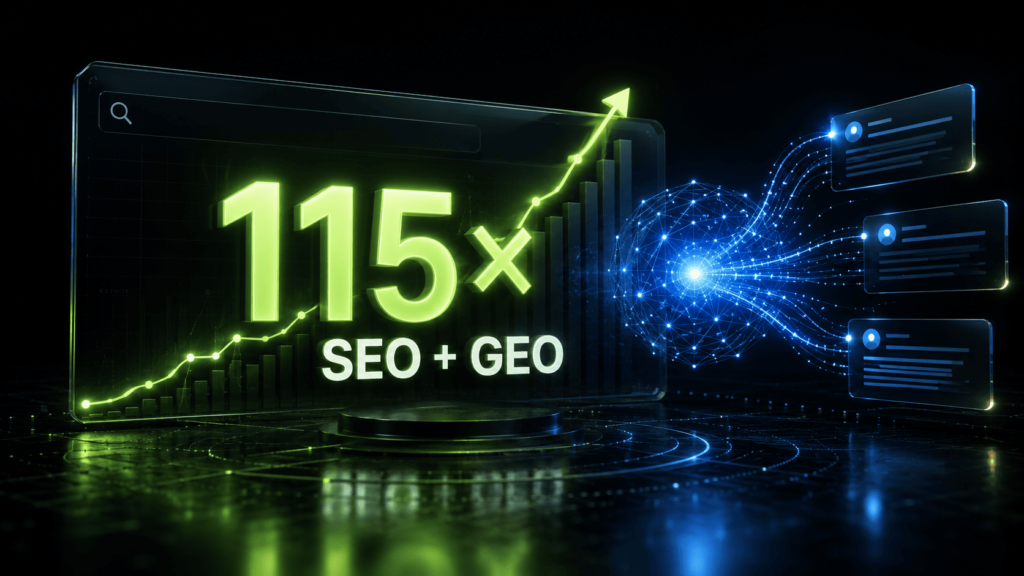 SEO + GEO Case Study (Organic Traffic 115x)